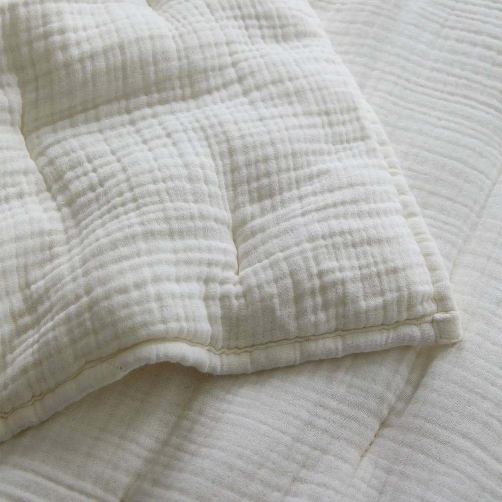 NWT QUINCE Organic Airy Gauze Dream Quilt King/Cal King Ivory 6934 - Picture 4 of 12